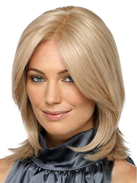 Braw Blonde Straight Shoulder Length Capless Synthetic Women Wigs