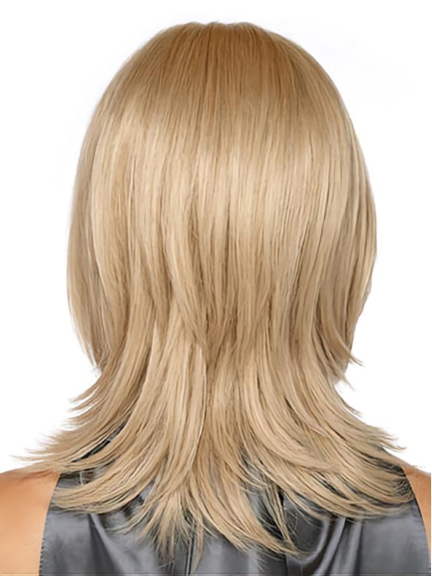 Braw Blonde Straight Shoulder Length Capless Synthetic Women Wigs