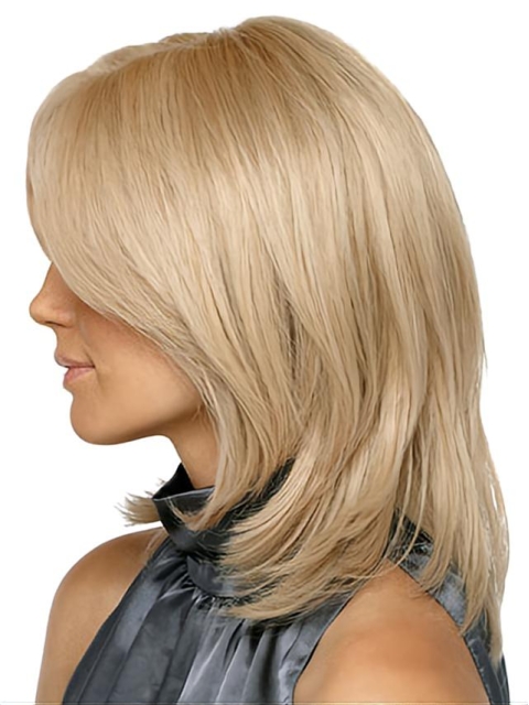 Braw Blonde Straight Shoulder Length Capless Synthetic Women Wigs