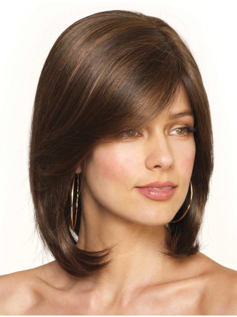 Auburn Fashion Straight Lace Front Medium Synthetic Women Wigs