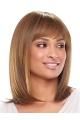 Exquisite Auburn Straight Shoulder Length With Bangs Capless Synthetic African American Wigs