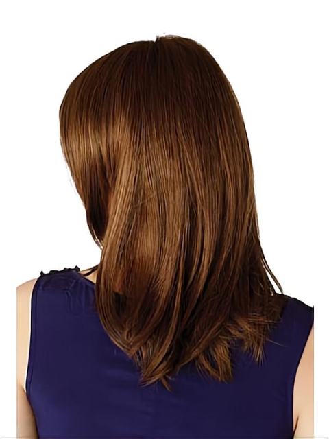 Comfortable Auburn Straight Shoulder Length Capless Synthetic Women Wigs