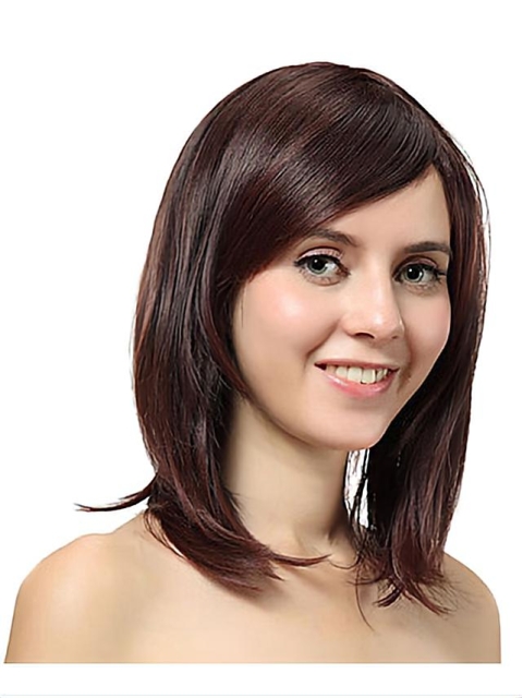 Nice Auburn Straight Shoulder Length Capless Synthetic Women Wigs