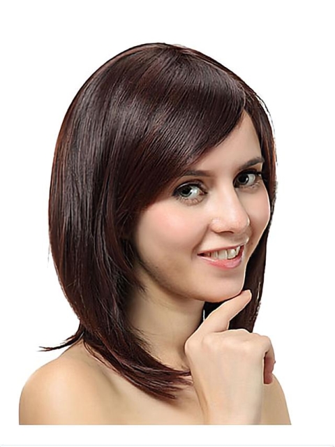 Nice Auburn Straight Shoulder Length Capless Synthetic Women Wigs