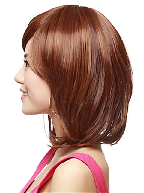 No-fuss Auburn Straight Shoulder Length Capless Synthetic Women Wigs