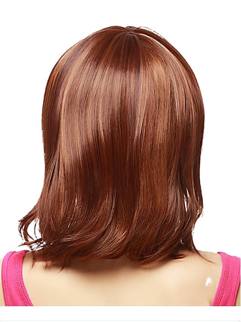 No-fuss Auburn Straight Shoulder Length Capless Synthetic Women Wigs