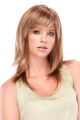 Incredible Blonde Straight With Bangs Shoulder Length Lace Front Synthetic Women Wigs