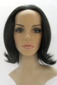 Durable Black Straight Without Bangs Lace Front Shoulder Length Synthetic Women Wigs