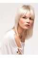 Young Fashion Platinum Blonde With Bangs Shoulder Length Straight Lace Front Wigs