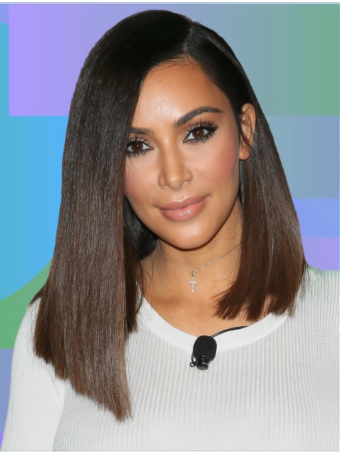 Comfortable Straight Medium Length Lace Front Human Hair Kim Kardashian Hair