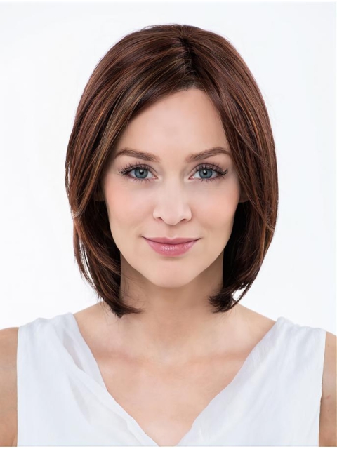 Straight Red Shoulder Length Capless Synthetic Women Bobs Wig 