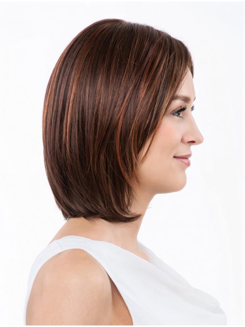 Straight Red Shoulder Length Capless Synthetic Women Bobs Wig 