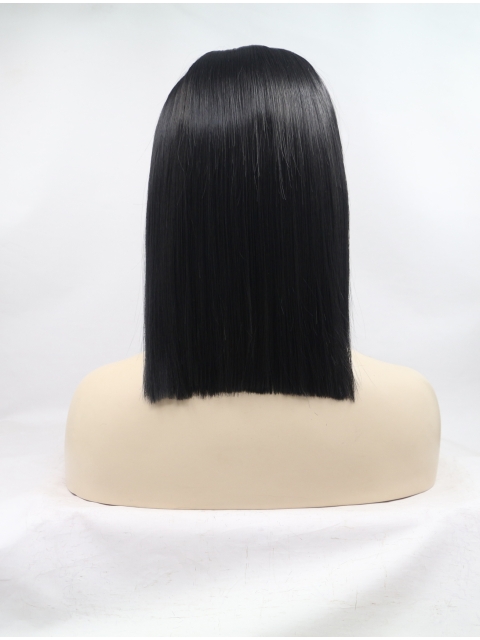 Black Straight Shoulder Length Without Bangs Lace Front Synthetic Women Wigs