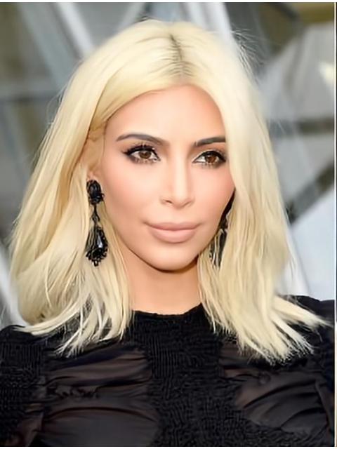 Blonde Straight Shoulder Length Lace Front Human Hair Kim Kardashian Wigs