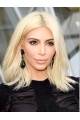 Blonde Straight Shoulder Length Lace Front Human Hair Kim Kardashian Wigs