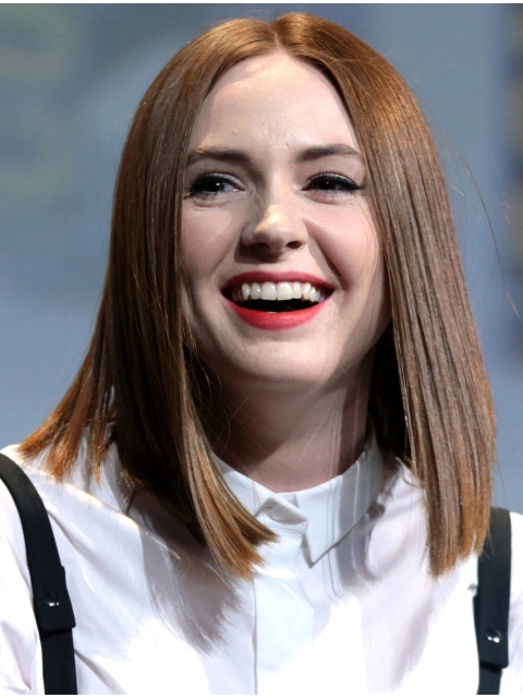 Brown Straight Without Bangs Capless Human Hair Karen Gillan Wigs