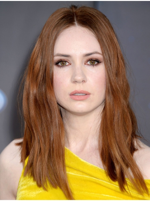 Beautiful Blonde Straight Shoulder Length Without Bangs Capless Synthetic Karen Gillan Wigs