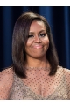 Straight Brown Lace Front Shoulder Length Without Bangs Human Hair Michelle Obama Wigs