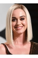 Straight Lace Front Shoulder Length Synthetic Grey Bobs Katy Perry Wigs