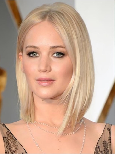 Blonde Shoulder Length  Straight  Lace Front Synthetic Jennifer Lawrence Wigs