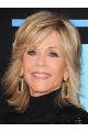 Blonde Straight Without Bangs Shoulder Length Lace Front Synthetic Jane Fonda Wigs