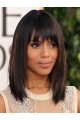 Straight Shoulder Length Black Synthetic Kerry Washington Wigs