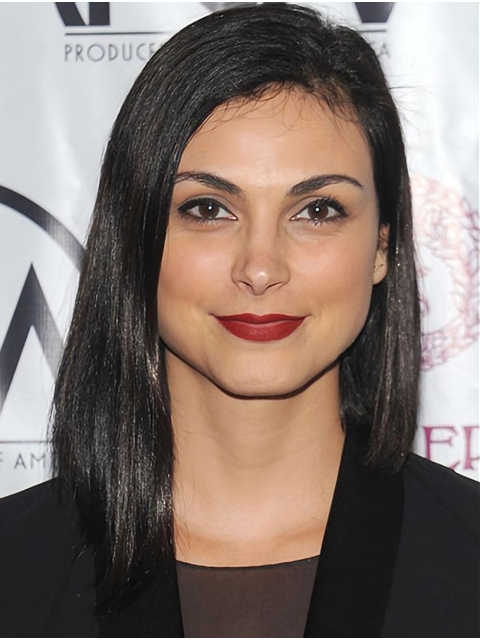 Straight  Shoulder Length Black Lace Front Synthetic Morena Baccarin Wigs