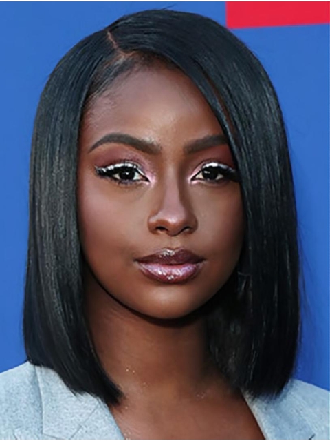 Black Shoulder Length Lace Front Synthetic Bobs Justine Skye Wigs