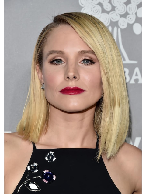 Blonde Synthetic Straight Shoulder Length Lace Front Women Kristen Bell Wigs