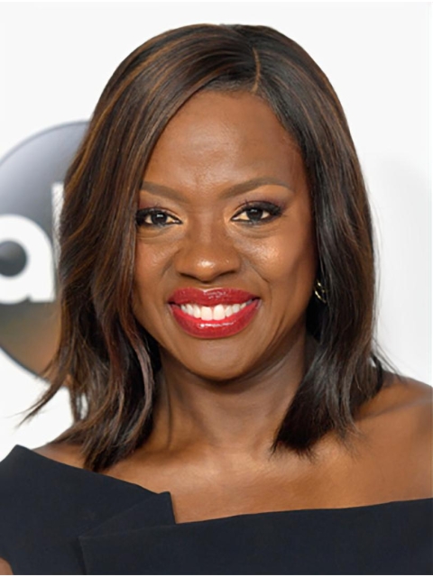  Straight Shoulder Length Lace Front  Synthetic Viola Davis Wigs