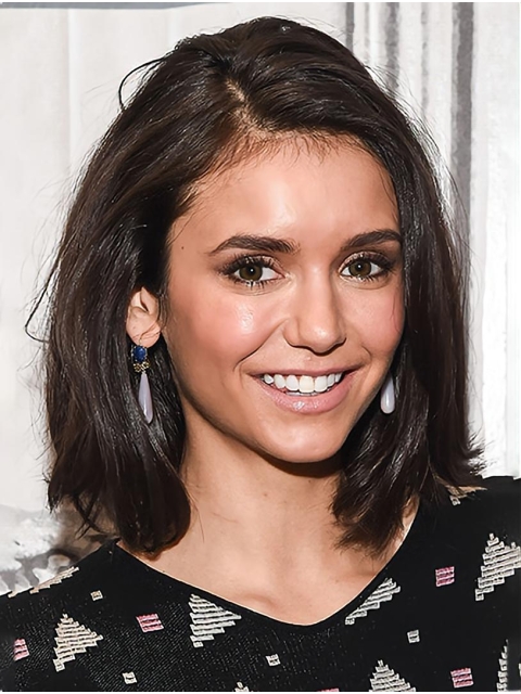 Brown Straight Shoulder Length Lace Front Synthetic Women Bobs Nina Dobrev Wigs