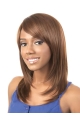 Faddish Brown Straight Shoulder Length Capless Synthetic Women Wigs