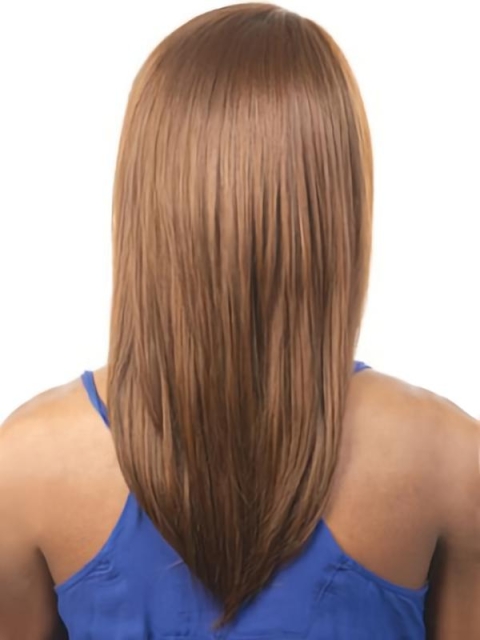 Faddish Brown Straight Shoulder Length Capless Synthetic Women Wigs