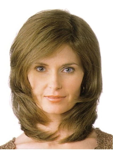 Online Blonde Straight Shoulder Length Monofilament Synthetic Women Wigs