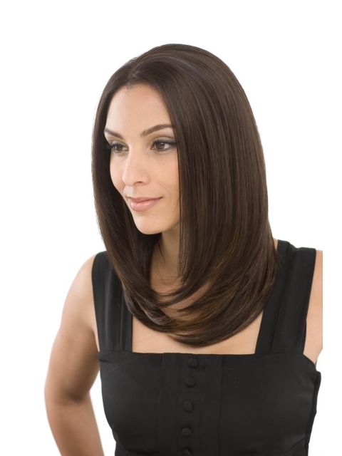  Easy Straight Medium Length Lace Front Synthetic Women Wigs