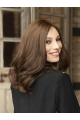 Wavy Brown 14" Shoulder Length Synthetic Without Bangs Sleek Lace Front Wigs