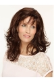 Brown Wavy Shoulder Length Monofilament Synthetic Medium Length Women Wigs