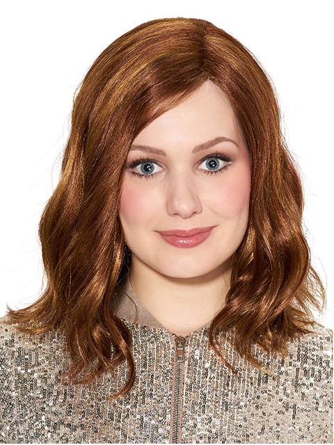 Brown Wavy Shoulder Length  Capless Synthetic Medium Women Wigs