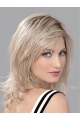 Blonde Wavy Shoulder Length Layered Mono Human Hair Wigs For Lady