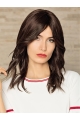 Brown Medium Wavy Without Bangs Lace Front Remy Human Hair Women Wigs