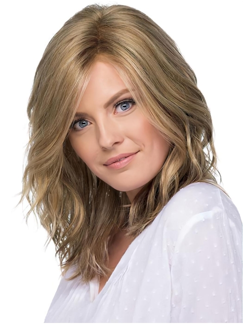 New Medium Wavy Shoulder Length Lace Front Synthetic Women Wigs