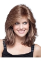 Flexibility Auburn Wavy Shoulder Length Remy Human Lace Wigs