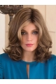 Wavy Brown Shoulder Length Capless Synthetic Women Wigs