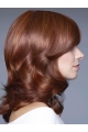 Wavy Shoulder Length 14" Auburn Hand-tied Synthetic Women Wigs