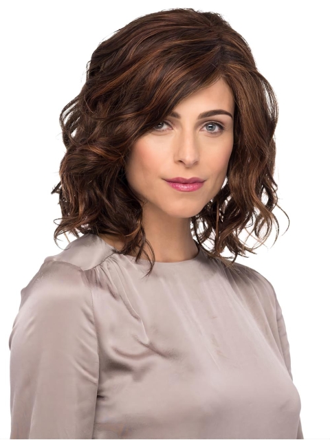 Brown Wavy Mono Quality Synthetic Women Wigs