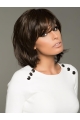 Wavy Black  With Bangs Medium Mono Synthetic African American Women Wigs 