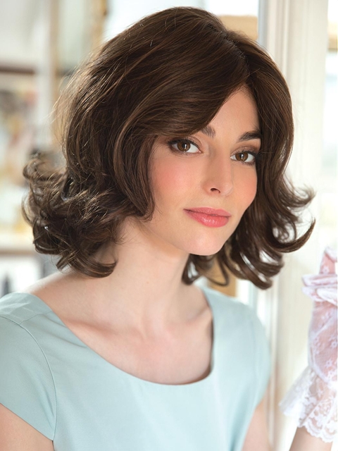 Natural 12" Wavy Layered Mono Synthetic Women Wigs