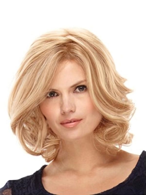 Fabulous Blonde Medium Wavy Hand-tied Synthetic Women Wigs