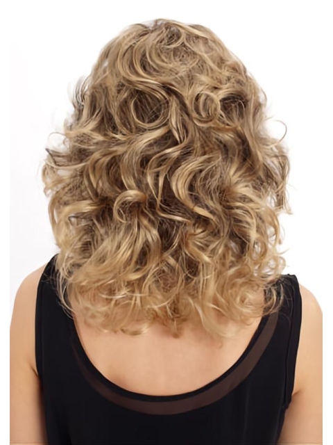 Ideal Blonde Wavy Shoulder Length Mono Classic Synthetic Women Wigs