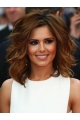 Flexibility Auburn Wavy Shoulder Length Capless Human Hair Women Cheryl Cole Wigs